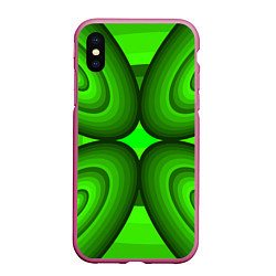 Чехол iPhone XS Max матовый Зеленые овалы, цвет: 3D-малиновый