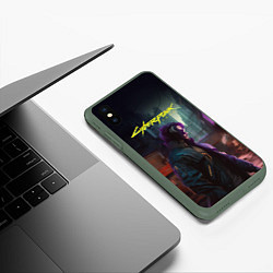 Чехол iPhone XS Max матовый Cyberpunk 2077 - Keanu Reeves, цвет: 3D-темно-зеленый — фото 2