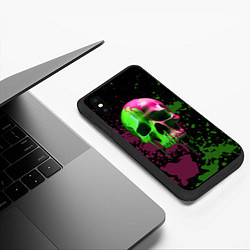 Чехол iPhone XS Max матовый Кислотный череп в краске, цвет: 3D-черный — фото 2