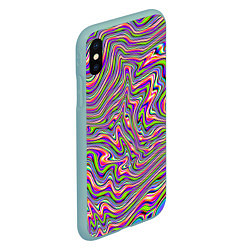 Чехол iPhone XS Max матовый В полоску триппи, цвет: 3D-мятный — фото 2