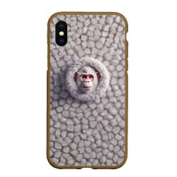 Чехол iPhone XS Max матовый Забавная белая обезьяна, цвет: 3D-коричневый