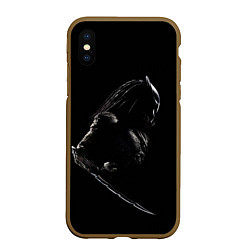 Чехол iPhone XS Max матовый Хищник на черном фоне, цвет: 3D-коричневый