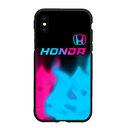 Чехол iPhone XS Max матовый Honda - neon gradient: символ сверху, цвет: 3D-черный