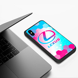 Чехол iPhone XS Max матовый Lexus neon gradient style, цвет: 3D-черный — фото 2