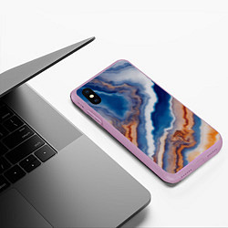 Чехол iPhone XS Max матовый Волнистая разноцветная яшма, цвет: 3D-сиреневый — фото 2