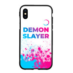 Чехол iPhone XS Max матовый Demon Slayer neon gradient style: символ сверху