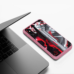 Чехол iPhone XS Max матовый Две киберпанк панели, цвет: 3D-малиновый — фото 2