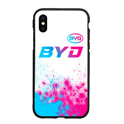 Чехол iPhone XS Max матовый BYD neon gradient style: символ сверху