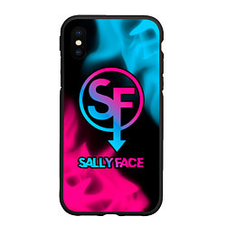 Чехол iPhone XS Max матовый Sally Face - neon gradient, цвет: 3D-черный