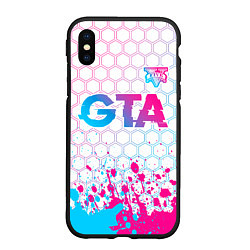 Чехол iPhone XS Max матовый GTA neon gradient style: символ сверху