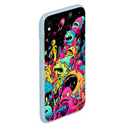 Чехол iPhone XS Max матовый Космические зубастые монстры, цвет: 3D-голубой — фото 2