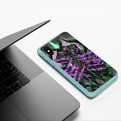 Чехол iPhone XS Max матовый Фиолетовый элементаль киберпанк, цвет: 3D-мятный — фото 2