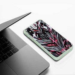 Чехол iPhone XS Max матовый Красная кибер броня, цвет: 3D-салатовый — фото 2