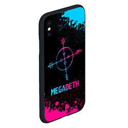 Чехол iPhone XS Max матовый Megadeth - neon gradient, цвет: 3D-черный — фото 2