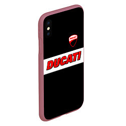 Чехол iPhone XS Max матовый Ducati motors - черный, цвет: 3D-малиновый — фото 2