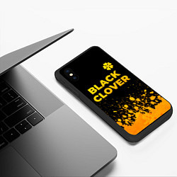 Чехол iPhone XS Max матовый Black Clover - gold gradient: символ сверху, цвет: 3D-черный — фото 2