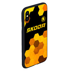 Чехол iPhone XS Max матовый Skoda - gold gradient: символ сверху, цвет: 3D-черный — фото 2