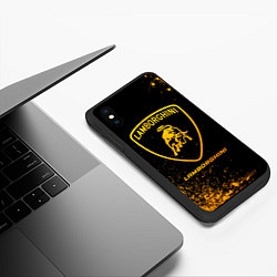 Чехол iPhone XS Max матовый Lamborghini - gold gradient, цвет: 3D-черный — фото 2