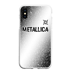 Чехол iPhone XS Max матовый Metallica glitch на светлом фоне: символ сверху, цвет: 3D-белый