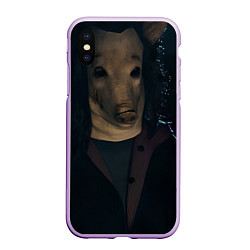 Чехол iPhone XS Max матовый Пила 10 маска свиньи, цвет: 3D-сиреневый