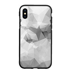 Чехол iPhone XS Max матовый Тату розы на геометрическом фоне кристаллов, цвет: 3D-черный