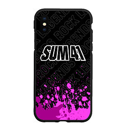Чехол iPhone XS Max матовый Sum41 rock legends: символ сверху, цвет: 3D-черный