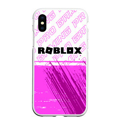 Чехол iPhone XS Max матовый Roblox pro gaming: символ сверху, цвет: 3D-белый