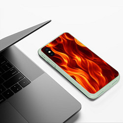 Чехол iPhone XS Max матовый Пламя огня, цвет: 3D-салатовый — фото 2