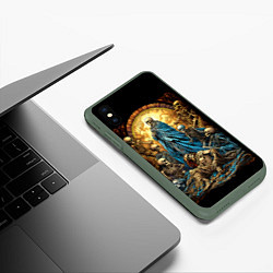 Чехол iPhone XS Max матовый Бронзовые скелеты, цвет: 3D-темно-зеленый — фото 2