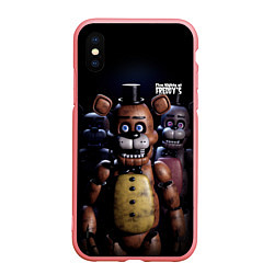 Чехол iPhone XS Max матовый Five Nights at Freddys персонажи, цвет: 3D-баблгам