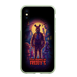 Чехол iPhone XS Max матовый Five Nights at Freddys horror, цвет: 3D-салатовый