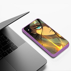 Чехол iPhone XS Max матовый Атака Титанов Eren Yaeger, цвет: 3D-фиолетовый — фото 2