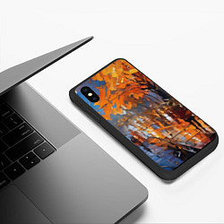 Чехол iPhone XS Max матовый Осенний город импрессионизм, цвет: 3D-черный — фото 2