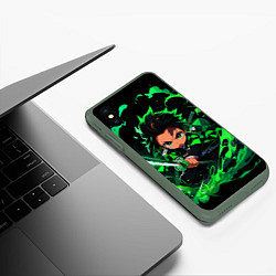 Чехол iPhone XS Max матовый Танджиро Комадо - чибби арт, цвет: 3D-темно-зеленый — фото 2