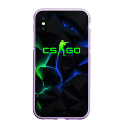 Чехол iPhone XS Max матовый CS GO green blue neon, цвет: 3D-сиреневый