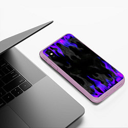 Чехол iPhone XS Max матовый Неоновый огонь и дым, цвет: 3D-сиреневый — фото 2