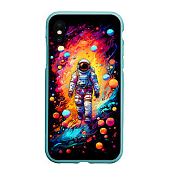 Чехол iPhone XS Max матовый Астронавт на прогулке, цвет: 3D-мятный