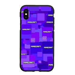 Чехол iPhone XS Max матовый Minecraft pattern logo, цвет: 3D-черный