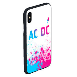 Чехол iPhone XS Max матовый AC DC neon gradient style: символ сверху, цвет: 3D-черный — фото 2