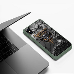 Чехол iPhone XS Max матовый Baldurs Gate 3 logo dark, цвет: 3D-темно-зеленый — фото 2