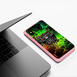 Чехол iPhone XS Max матовый Baldurs Gate 3 logo dark red green fire, цвет: 3D-баблгам — фото 2