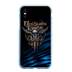 Чехол iPhone XS Max матовый Baldurs Gate 3 logo blue geometry, цвет: 3D-голубой