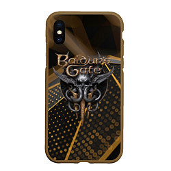 Чехол iPhone XS Max матовый Baldurs Gate 3 logo dark gold geometry, цвет: 3D-коричневый