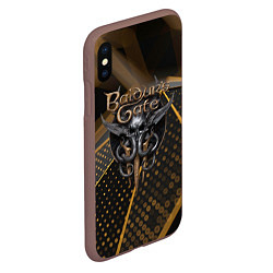 Чехол iPhone XS Max матовый Baldurs Gate 3 logo dark gold geometry, цвет: 3D-коричневый — фото 2