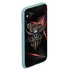 Чехол iPhone XS Max матовый Baldurs Gate 3 logo black red, цвет: 3D-мятный — фото 2