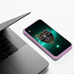 Чехол iPhone XS Max матовый Baldurs Gate 3 logo green, цвет: 3D-сиреневый — фото 2