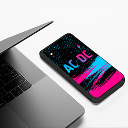 Чехол iPhone XS Max матовый AC DC - neon gradient: символ сверху, цвет: 3D-черный — фото 2
