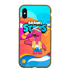 Чехол iPhone XS Max матовый Brawl Stars Doug, цвет: 3D-коричневый