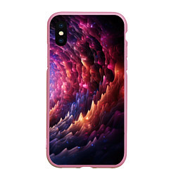 Чехол iPhone XS Max матовый Звездная космическая спираль, цвет: 3D-розовый