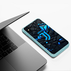 Чехол iPhone XS Max матовый Blue logo Juventus, цвет: 3D-мятный — фото 2